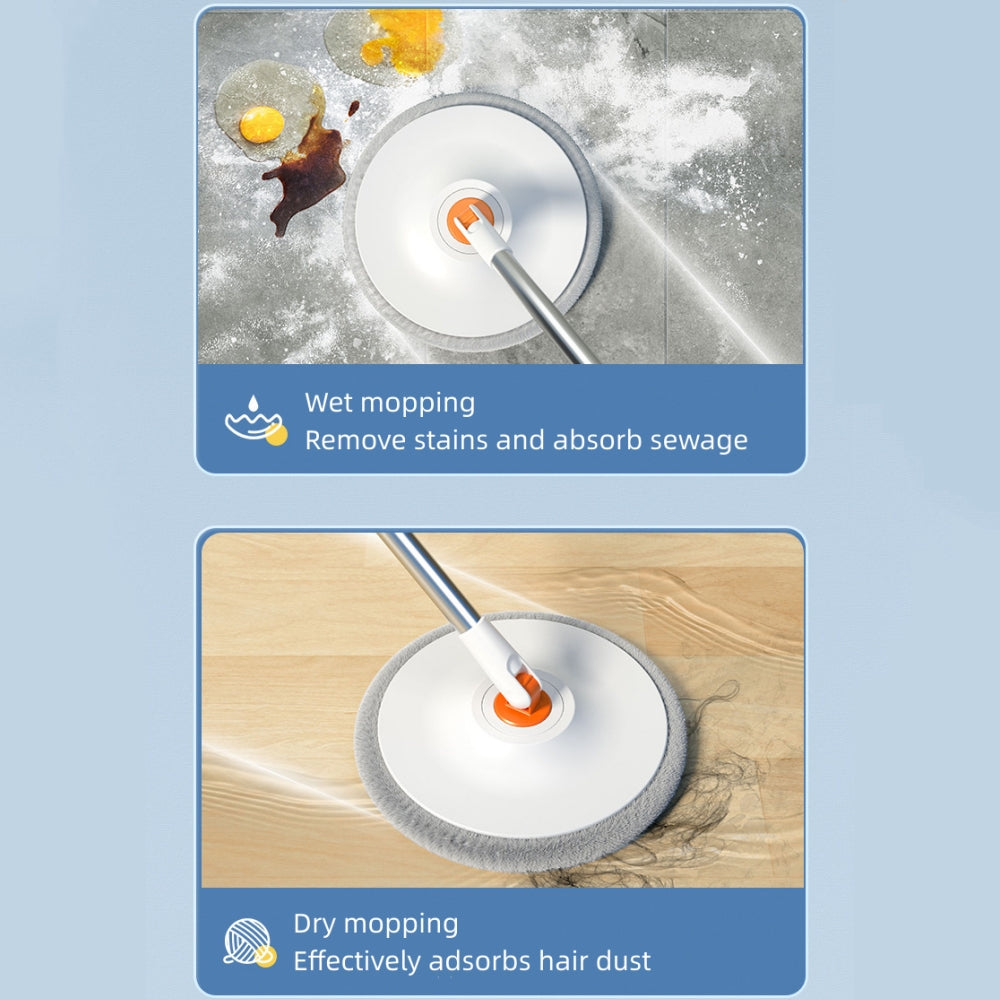 Mop and Bucket with Wringer Set, Hands-Free Flat Floor with 2 Washable Microfiber Pads, Wet and Dry Use, Floor Cleaning System