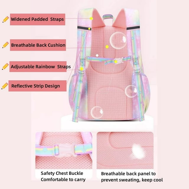 Tyethy School Backpacks for Girls, Lightweight School Bags Kids Backpacks Cute Bookbag, Pink