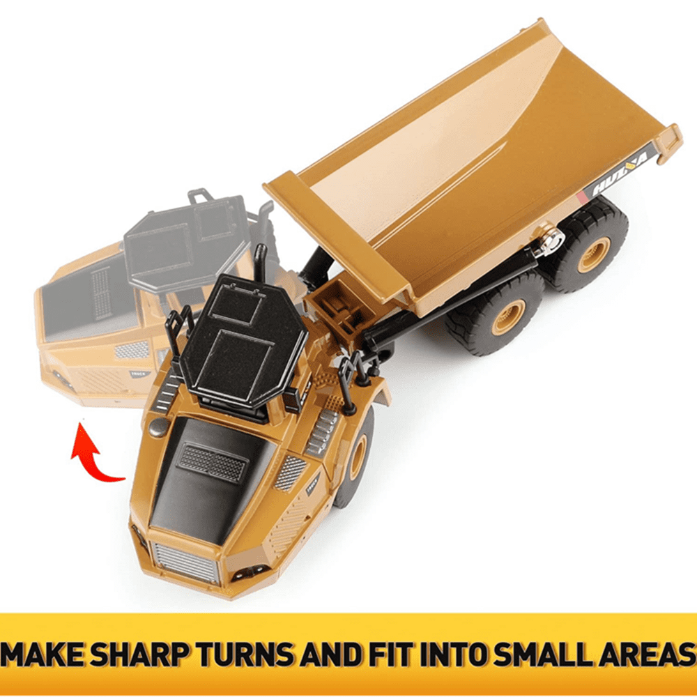 1/50 Scale Alloy Articulated Dump Truck of HuiNa 1712 Static Model , Metal Construction Vehicles Dump Truck Machine Model Toy for Kids