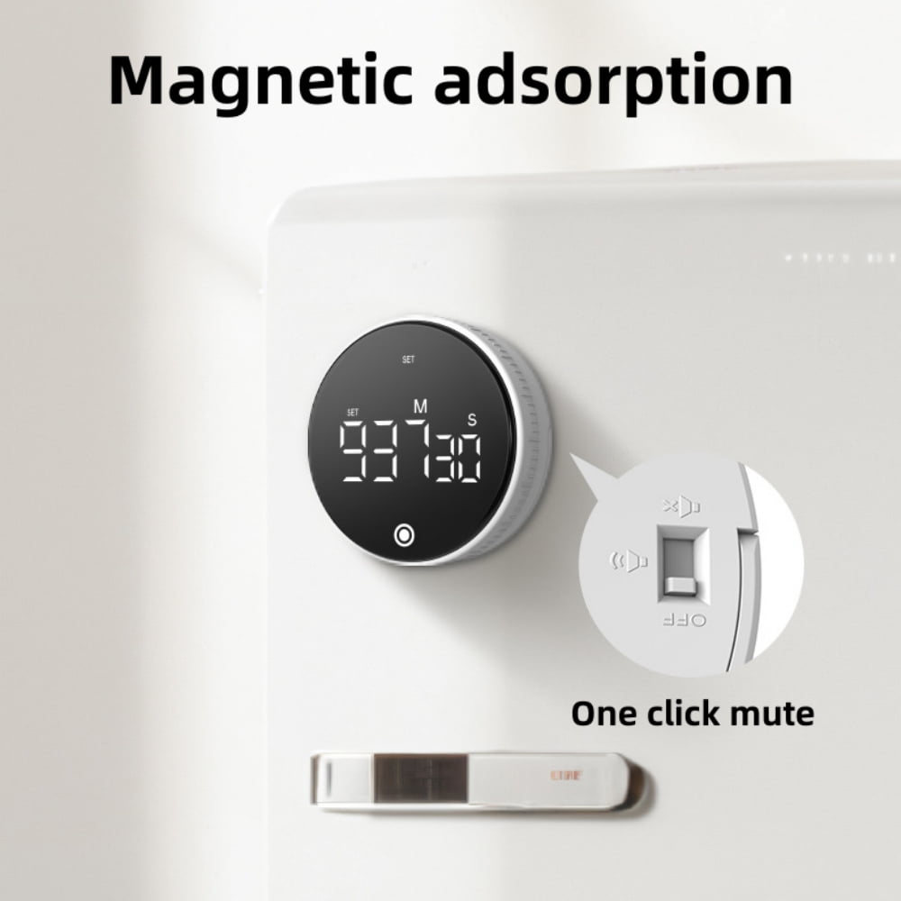 Juuar Digital Kitchen Timer, Magnetic Countdown Countup Timer with Large LED Display, Digital Timer for Kitchen Homework Fitness Teaching, White