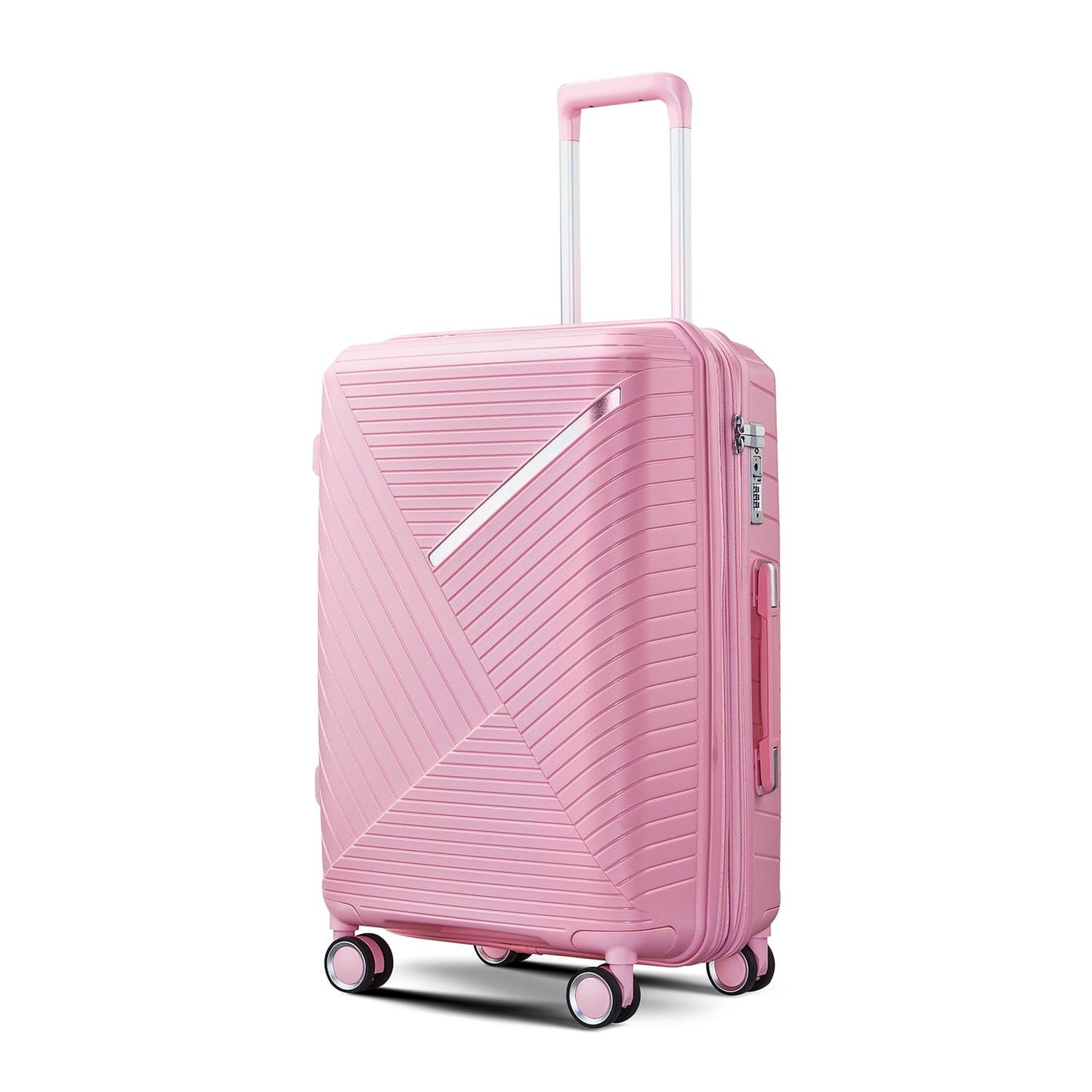 Luggage Sets 3 Pieces Expandable Suitcase Set PP Hardshell Travel Luggage with TSA Lock Spinner Wheels, Pink