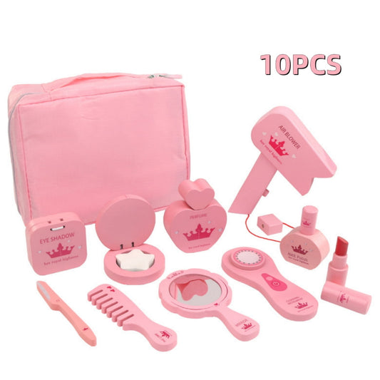 Beauty Vanity Play Set Toys, Makeup Vanity Set for Little Girls, Pretend Play Kids Princess Beauty Salon with Hairdryer and Mirror, Toddler Girl Toys Age 4 +, 10 Pcs