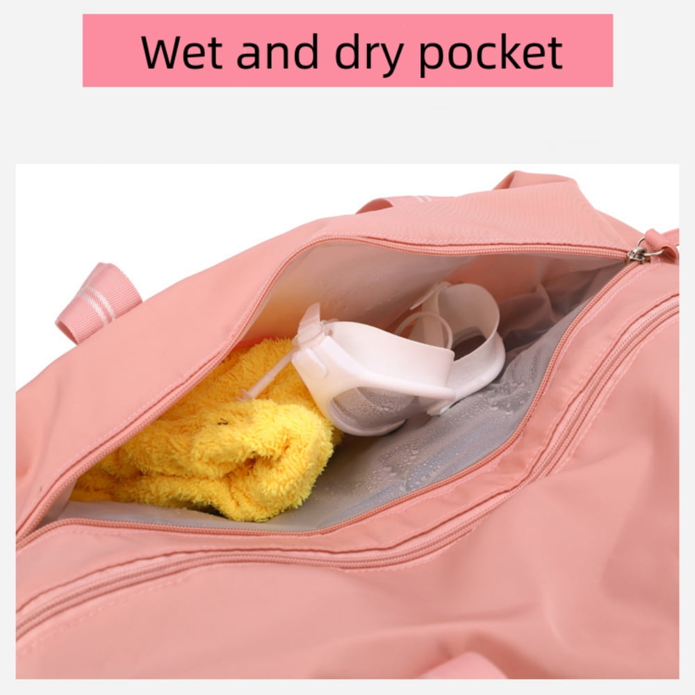 Sport Gym Bag with Shoes Compartment and Wet Pocket for Women, Waterproof Tote Bag ,17" Sport Bag, Pink
