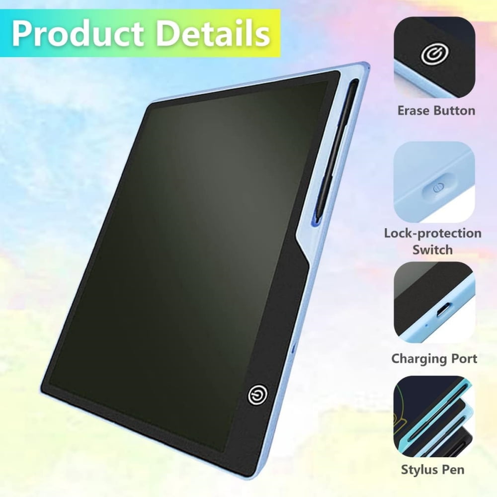 16 inch LCD Writing Tablet for Kids, USB Rechargeable, Reusable Doodle Board Writing Pad, Electronic Drawing Pads Educational Learning Toys for Boys Girls, Blue