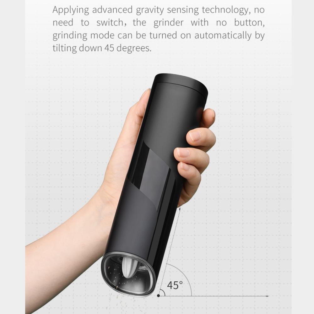 Baprem Electric Salt Grinder Pepper Grinder Battery Operated, Gravity  Pepper Grinder Mill with LED Light Adjustable Coarseness