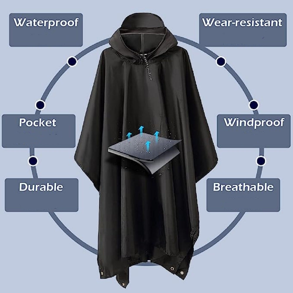 Rain Poncho,Waterproof Raincoat,Lightweight Rain Coat for Men Women Adults with Pocket, Unisex Rain Poncho for Hiking Camping Emergency
