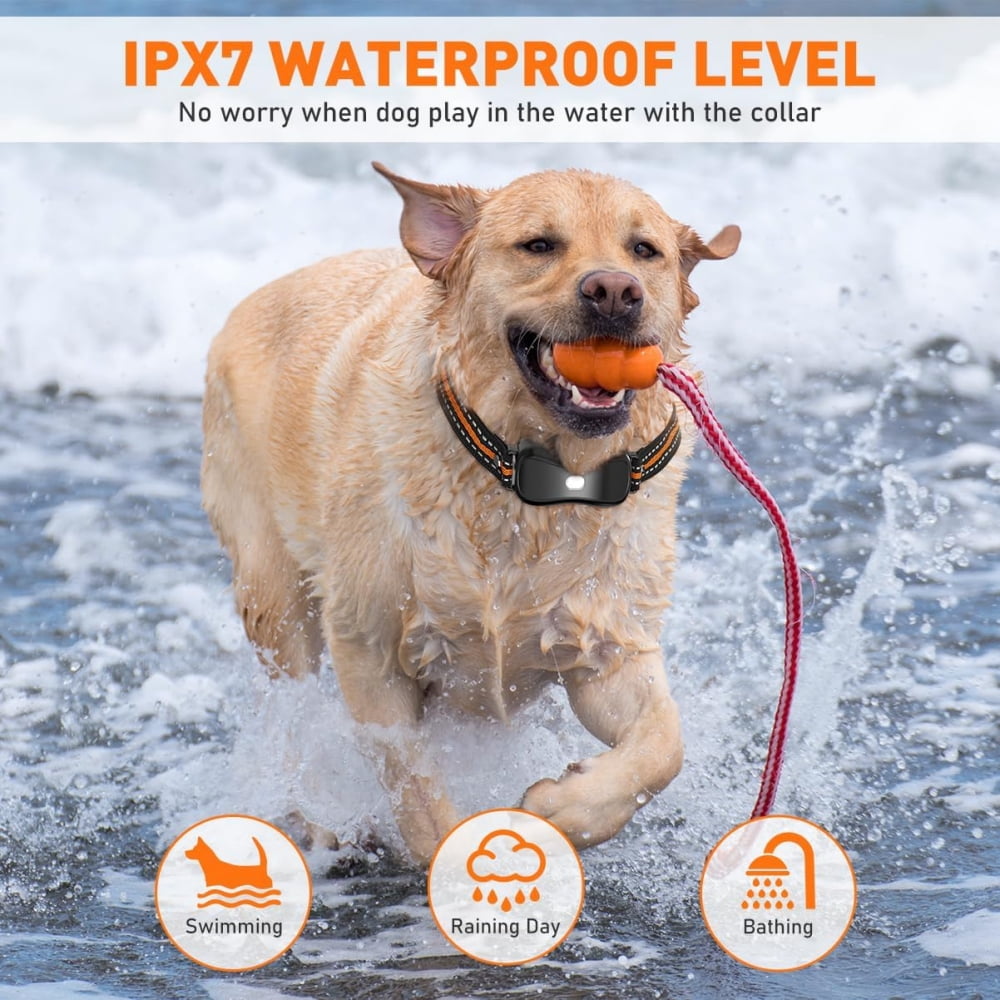 Juuar Dog Shock Collar with Remote Control, 3300Ft Rechargeable IPX7 Waterproof Dog Training Collar with Beep Vibration Safe Shock for Large Medium, Orange