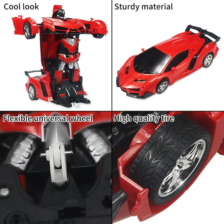 Remote Control Car Transform Robot RC Car Toy, 1:18 Scale Racing Sports Cars with LED Light for Kids Boys Girls 5+