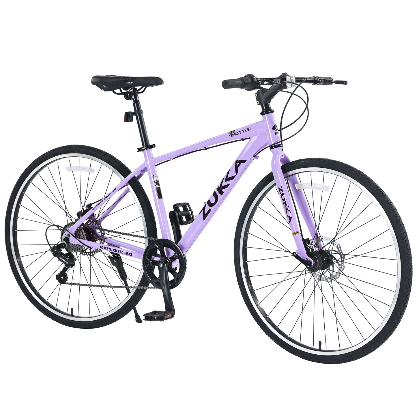 Adults Hybrid Bike 700C 7 Speeds Road Bike Aluminum Frame City Bicycle for Men Women, Light Green
