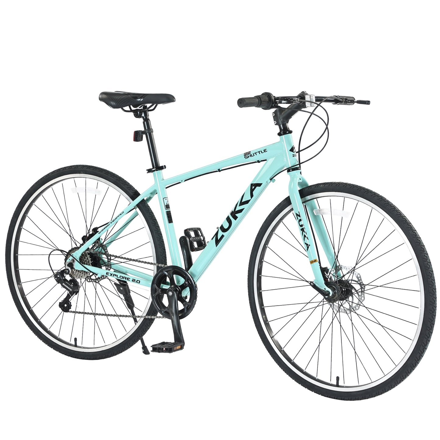 Adults Hybrid Bike 700C 7 Speeds Road Bike Aluminum Frame City Bicycle for Men Women, Light Green