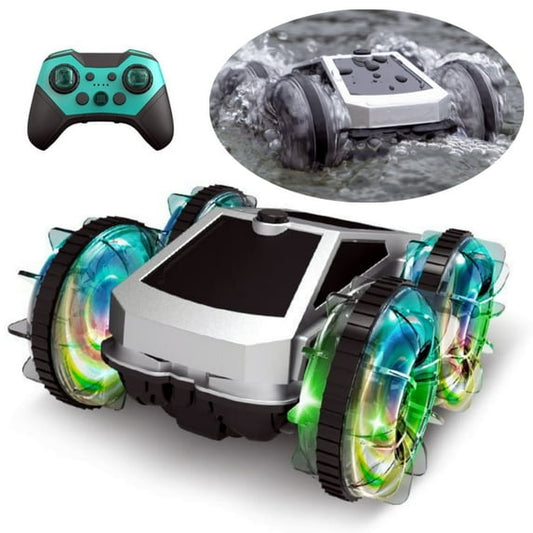 Aezusy 2.4GHZ RC Amphibious Monster Car, 4WD All Terrain Off-Road Stunt Cars with Light, RC Car for Kids Boys Girls Age 3 4 5 6 8-12 Birthday Gifts