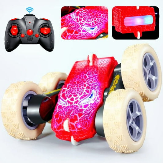 Aezusy Remote Control Car, 2.4GHz All Terrain RC Monster Cars 4WD Stunt Vehicle ,360° Rotation, with Light Dinosaur Toys for Kids 5-7 Chrismas Birthday Gifts