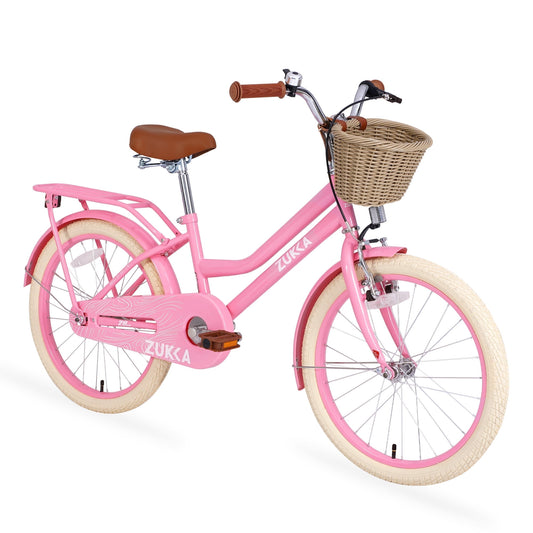 Baprem Girls Bike 20 Inch Kids Bicycle with Basket and Backseat for 7-10 Years Old, Single Speed, Pink