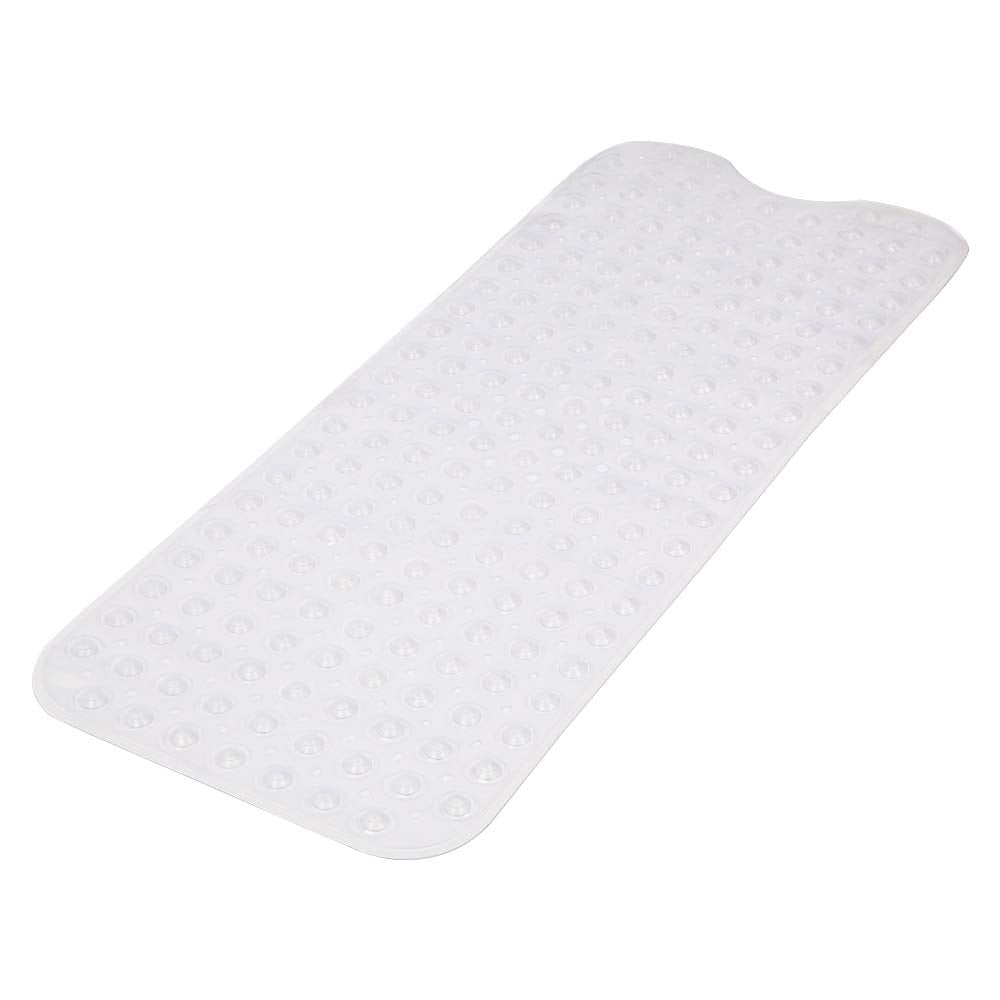 Bathtub Mat Non-Slip Transparent Shower Mats with Suction Cups and Drain Holes Machine Washable for Elderly & Kids, 39" x 16" , Clear
