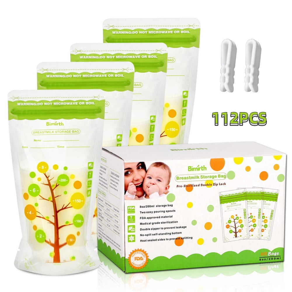 Breast Milk Storage Bags, 112 Count BPA Free Milk Storage Bags for Breastfeeding, 8oz/250ml, 2 Easy Pouring Spouts & Self-Standing Design