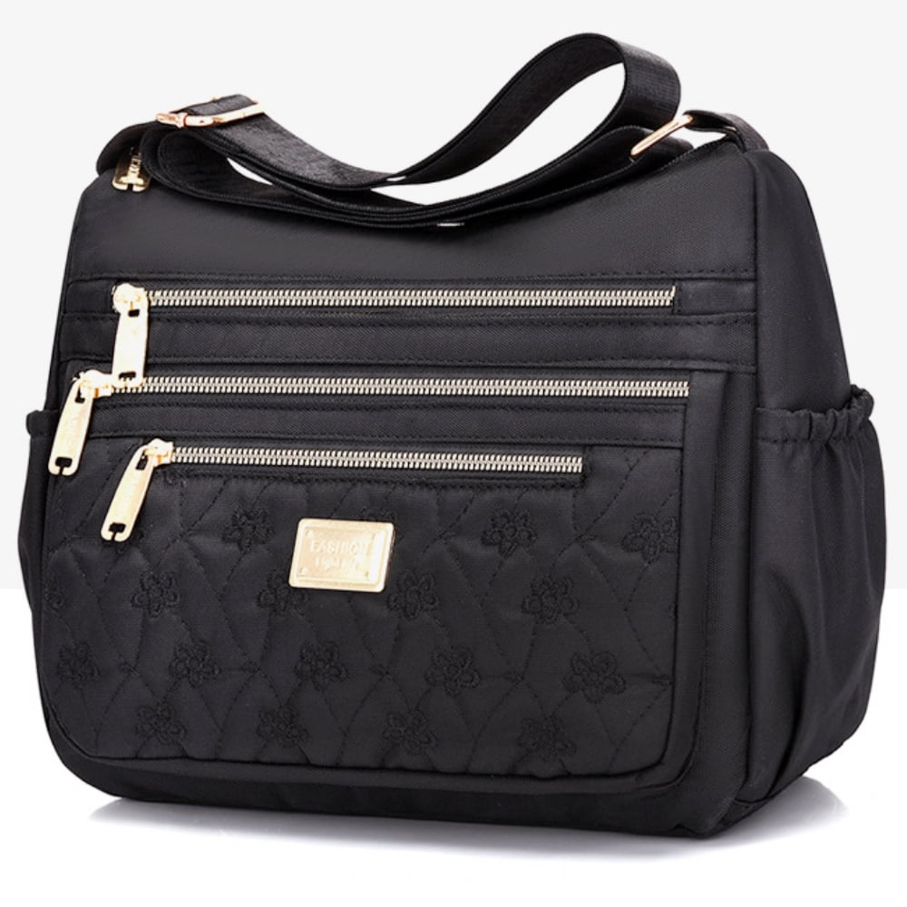 Raistyw Crossbody Bag for Women, Multiple Pockets Nylon Shoulder Bag Purse Lightweight Handbags for Travel, Office, Black
