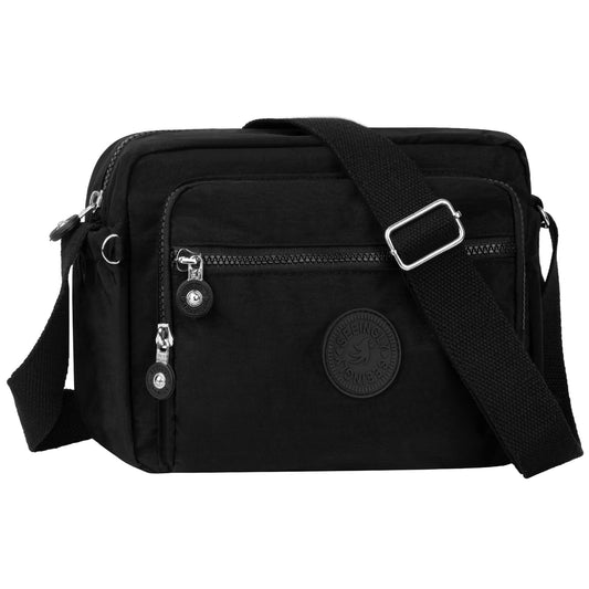 Raistyw Crossbody Bags for Women, Multi-Pocket Nylon Shoulder Bag Lightweight Shoulder Bag Purse Handbag, Black