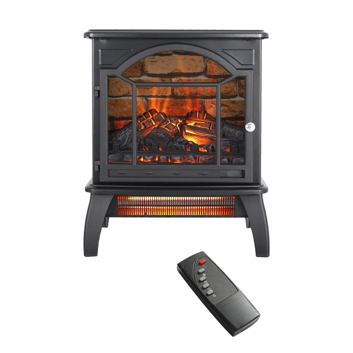 24" Freestanding Electric Fireplace Heater Stove with Remote Control, 1500W
