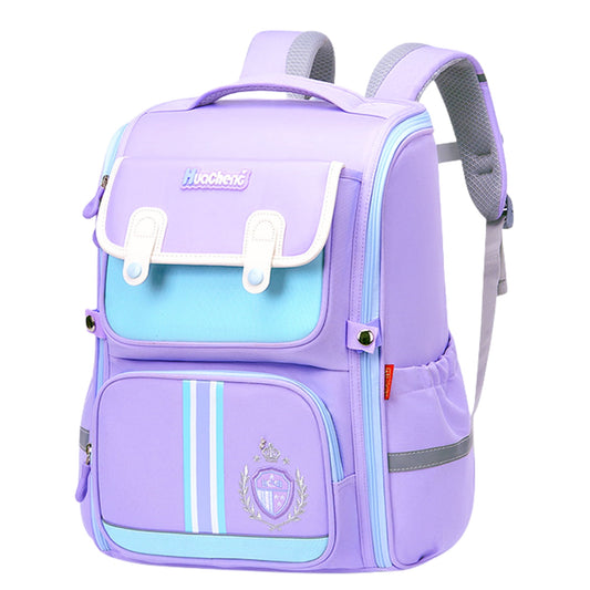 Elementary School Backpack for Girls, Large Lightweight Kids School Bag Waterproof Wide-open Bookbag for Children, Purple