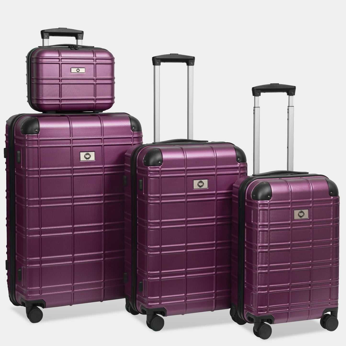 Tyethy 4 Piece Hardside Luggage Suitcase Set with TSA Lock Spinner Wheels, 12" Cosmetic Case 20" Travel Carry-On Luggage, 24" and 28" Checked Luggage, Golden Rose