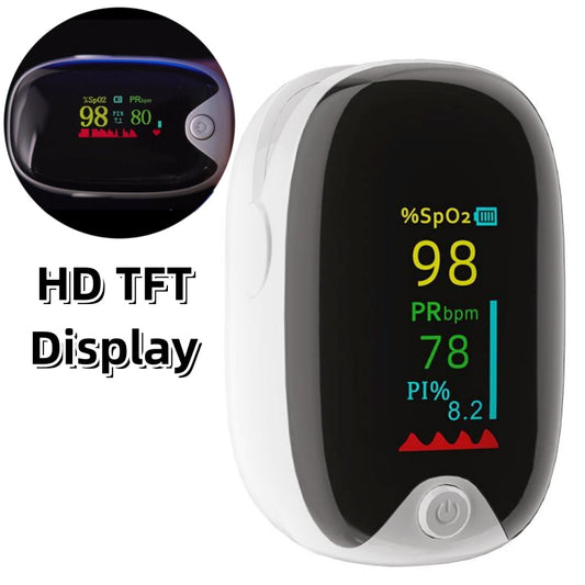 Tyethy Fingertip Pulse Oximeter Portable Blood Finger Oxygen Saturation Monitor with HD Display for Home Use