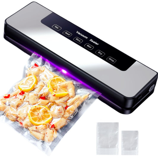 Food Vacuum Sealer Machine, 65Kpa Food Sealer Machines Automatic Dry/Wet Modes with 10Pcs Food Storage Vacuum Rolls Bag