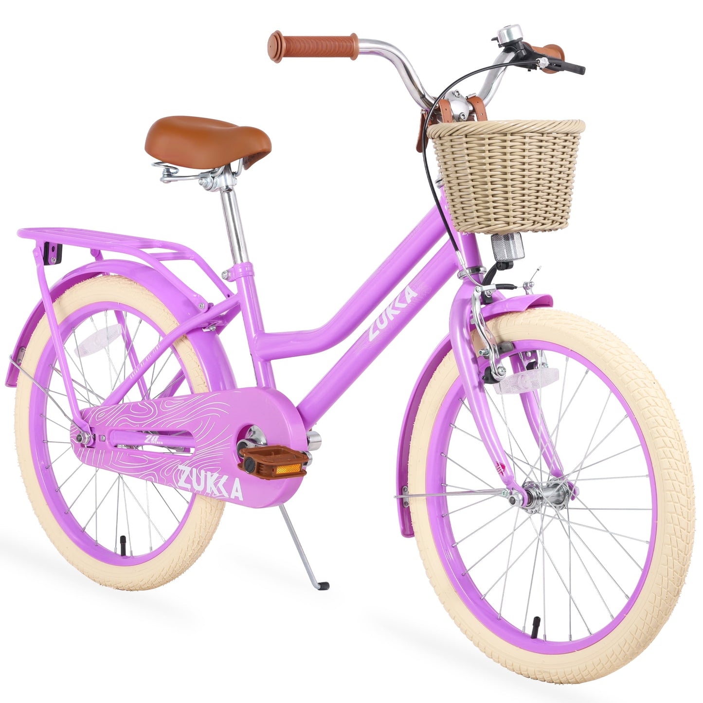Baprem Girls Bike 20 Inch Kids Bicycle with Basket and Backseat for 7-10 Years Old, Single Speed, Pink