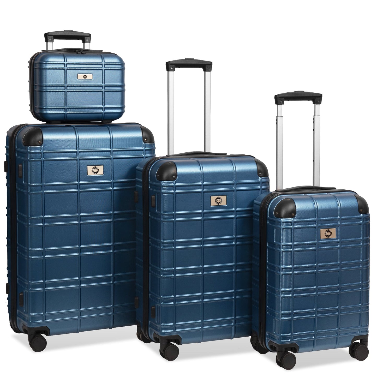 Tyethy 4 Piece Hardside Luggage Suitcase Set with TSA Lock Spinner Wheels, 12" Cosmetic Case 20" Travel Carry-On Luggage, 24" and 28" Checked Luggage, Golden Rose