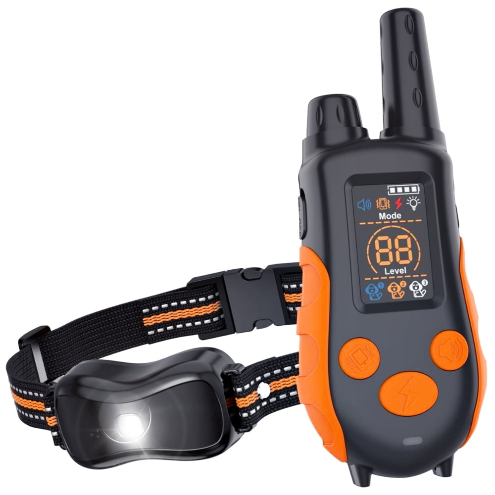 Juuar Dog Shock Collar with Remote Control, 3300Ft Rechargeable IPX7 Waterproof Dog Training Collar with Beep Vibration Safe Shock for Large Medium, Orange