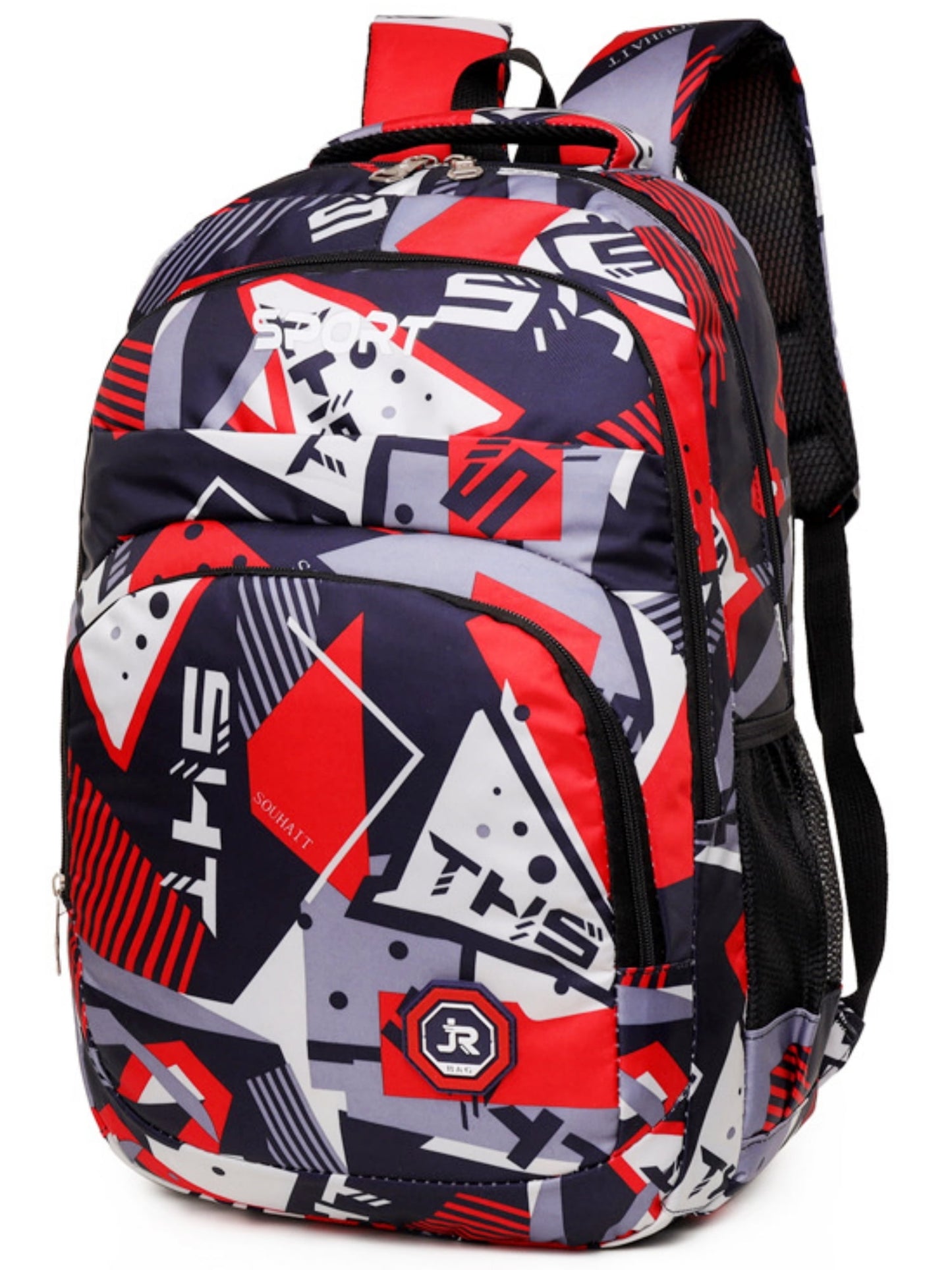 Juuar Backpack for School Boys, Camouflage Print Backpack School Bookbag for Kids and Teens, Red