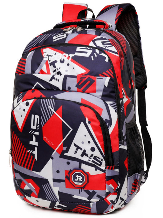 Juuar Backpack for School Boys, Camouflage Print Backpack School Bookbag for Kids and Teens, Red