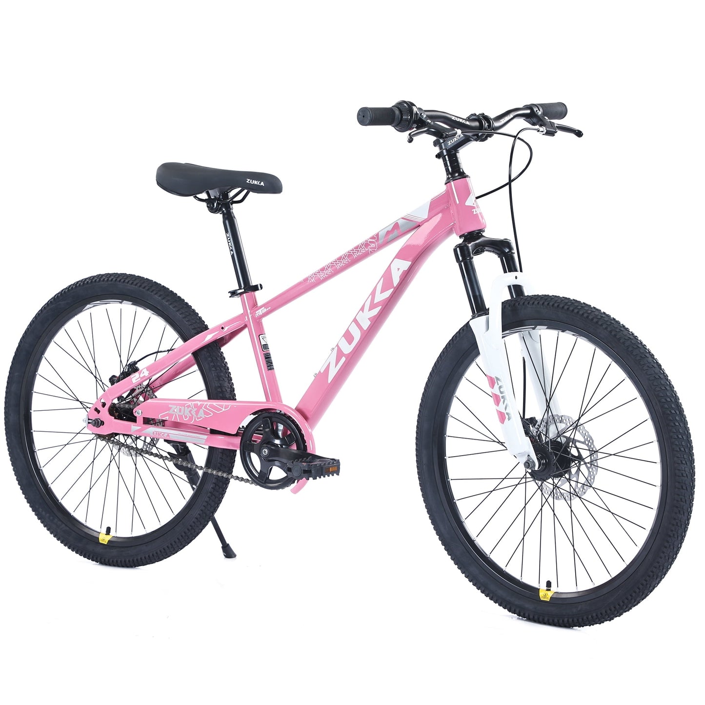 Kids Mountain Bike, 24" Steel Frame Disc Brake Child MTB Bicycle for Boys Girls Aged 9-12 Years, Pink