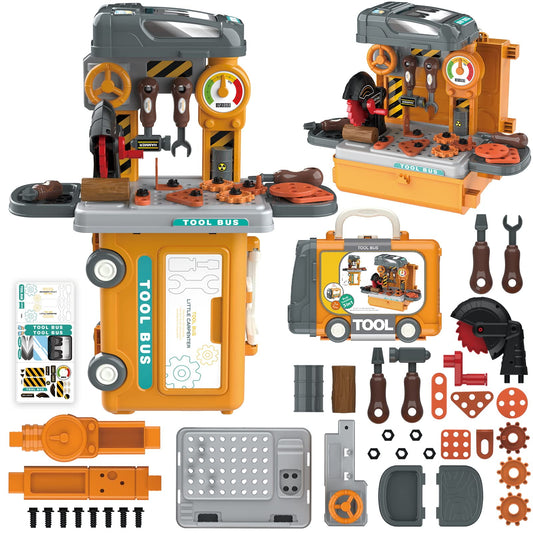 Kids Tool Set Pretend Play Tool Toy for Boys, Construction Workbench with Tool Box for Toddlers Kids Ages 3+, 39 Pcs