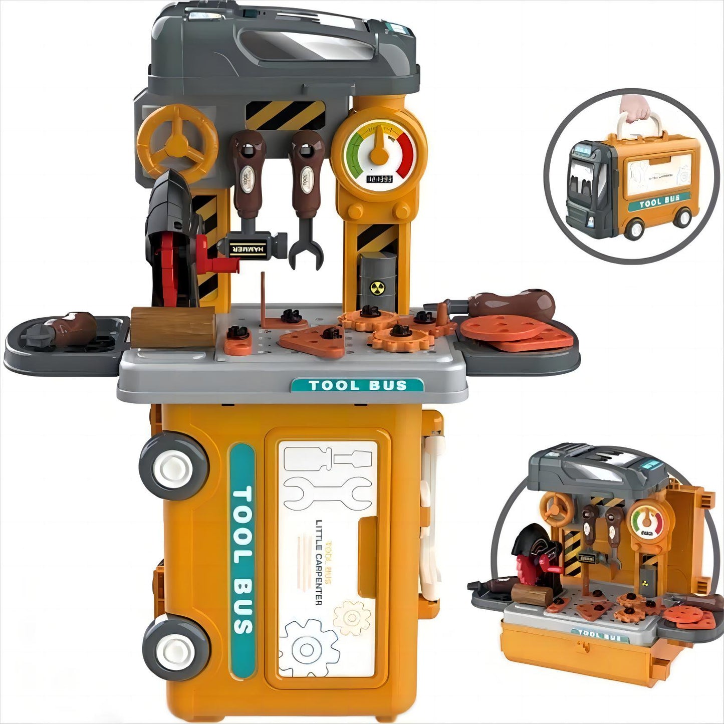 Kids Tool Set with Electric Toy Drill Chainsaw Toy Tools, 22 Pcs Pretend Play Construction Tool Accessories with Tool Box, Birthday ,Halloween Gift for Boys