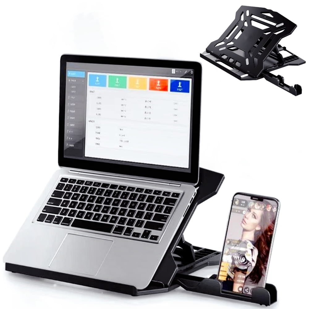 Laptop Stand Portable Tablet Stand Adjustable Height Computer Holder with Phone Stand for 10"-17" Mac / HP / Dell / Samsung