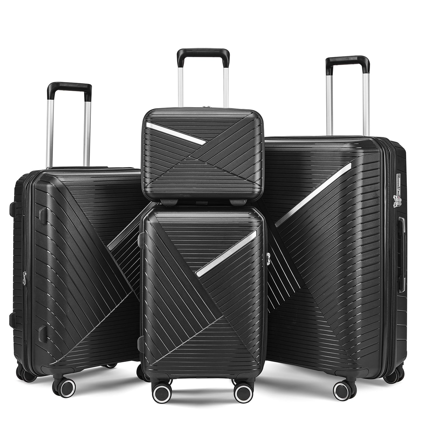 Luggage Sets 3 Pieces Expandable Suitcase Set PP Hardshell Travel Luggage with TSA Lock Spinner Wheels, Pink