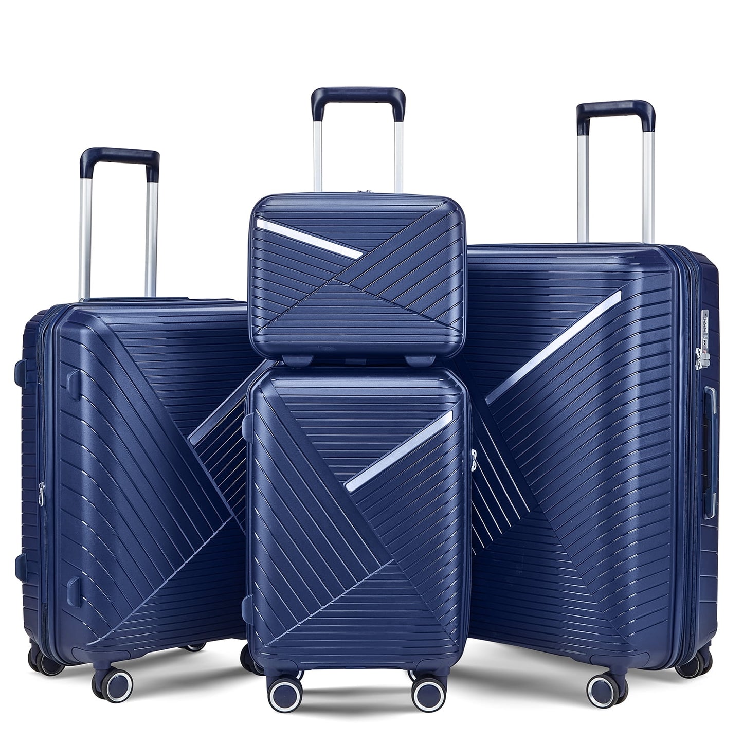 Luggage Sets 3 Pieces Expandable Suitcase Set PP Hardshell Travel Luggage with TSA Lock Spinner Wheels, Pink