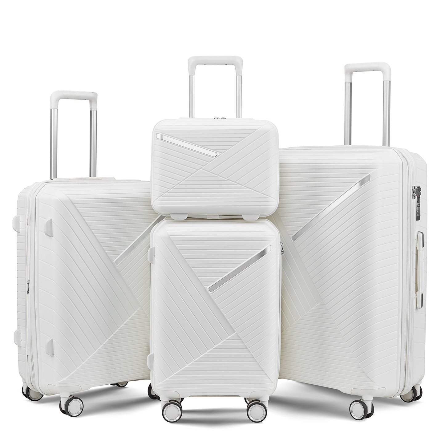 Luggage Sets 3 Pieces Expandable Suitcase Set PP Hardshell Travel Luggage with TSA Lock Spinner Wheels, Pink