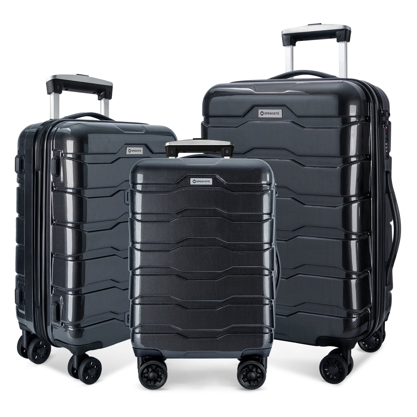 Luggage Sets Clearance 3 Piece Hardshell Traveling Luggage Lightweight Durable Suitcase Sets with Spinner Wheels and TSA Lock, 20/24/28, Black