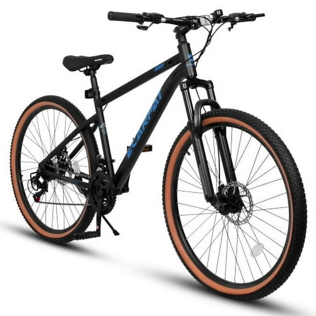 24 Inch Mountain Bike, 21-Speed Mens Trail Bike,High Carbon Steel, Disc Brakes, Blue