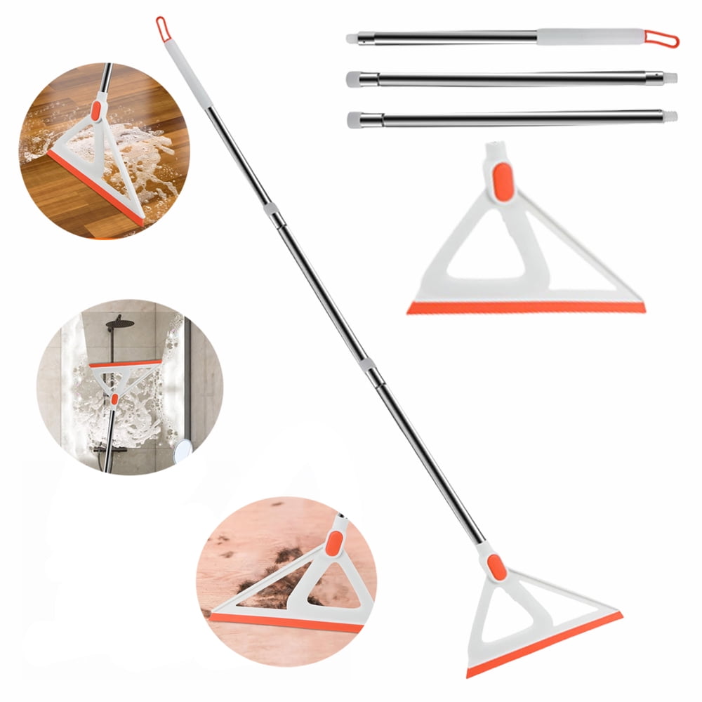 Multifunction Magic Broom, Rubber Squeegee Broom with 55" Long Handle ,Silicone Broom for Sweeping Pet Hair, Water Spill, Dust, Windows
