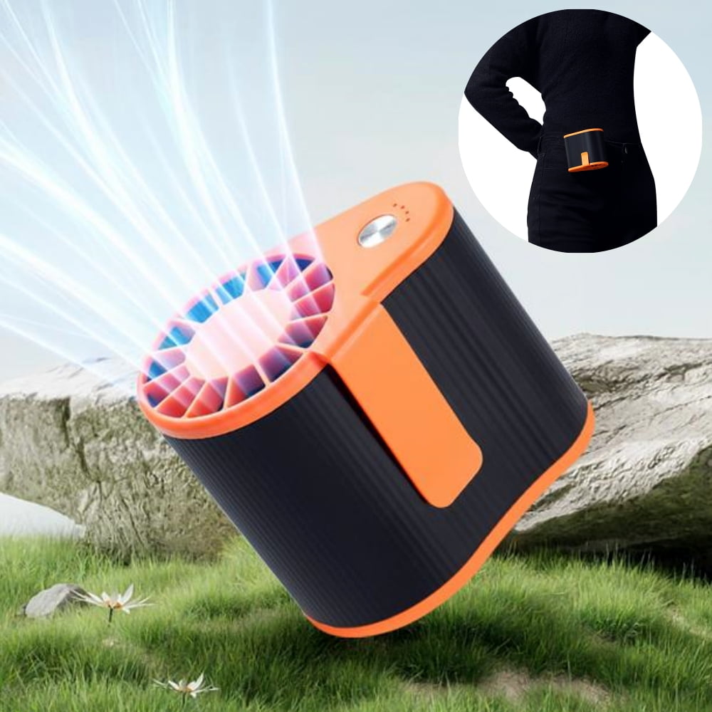 Portable Waist Clip On Fan, 4800mAh Rechargeable Hands-Free Wearable Fan for Outdoor Working Hiking Camping, Black
