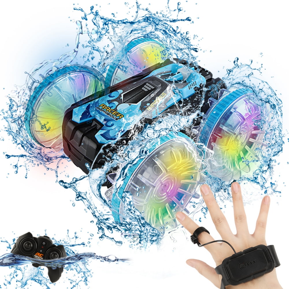 RC Car for Kids, Amphibious Remote Control Car Boat, 4WD Gesture RC Stunt Car Toys with Lights for Boys Girls Christmas Birthday Gifts