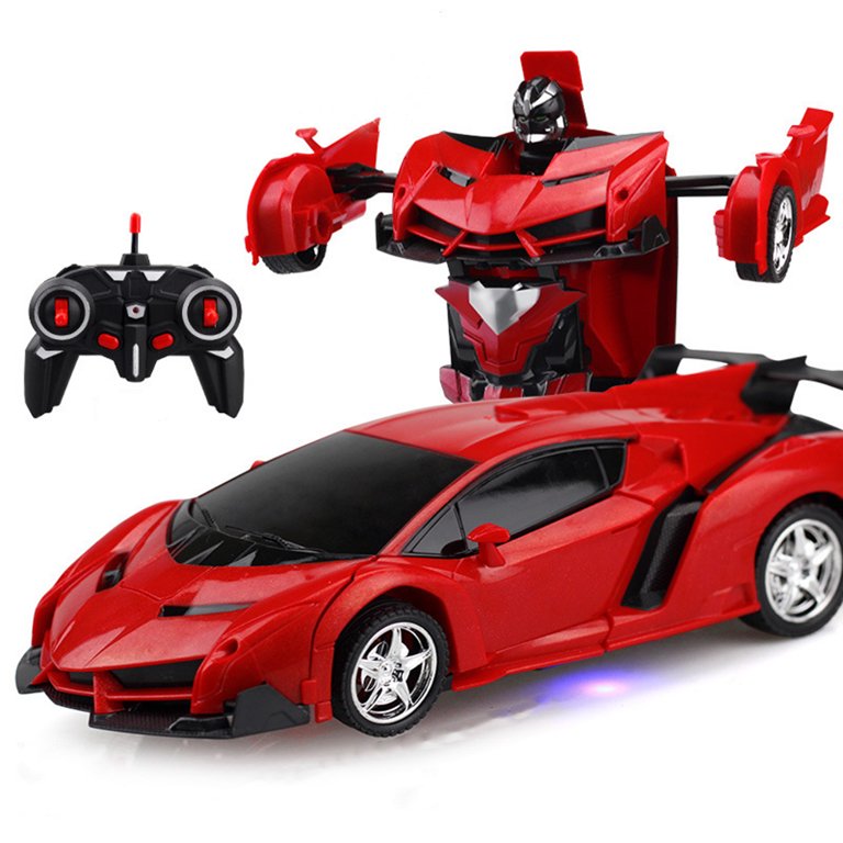 Remote Control Car Transform Robot RC Car Toy, 1:18 Scale Racing Sports Cars with LED Light for Kids Boys Girls 5+