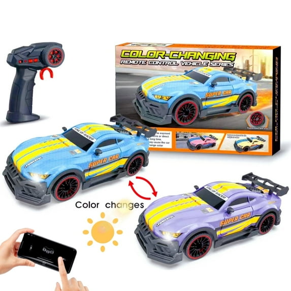 Raistyw Rc Racing Car, 1:20 Scale High Speed RC Drift Car with Lights, 2.4GHz Remote Control Cars Change Color Toy Gift for Boys and Girls, Blue