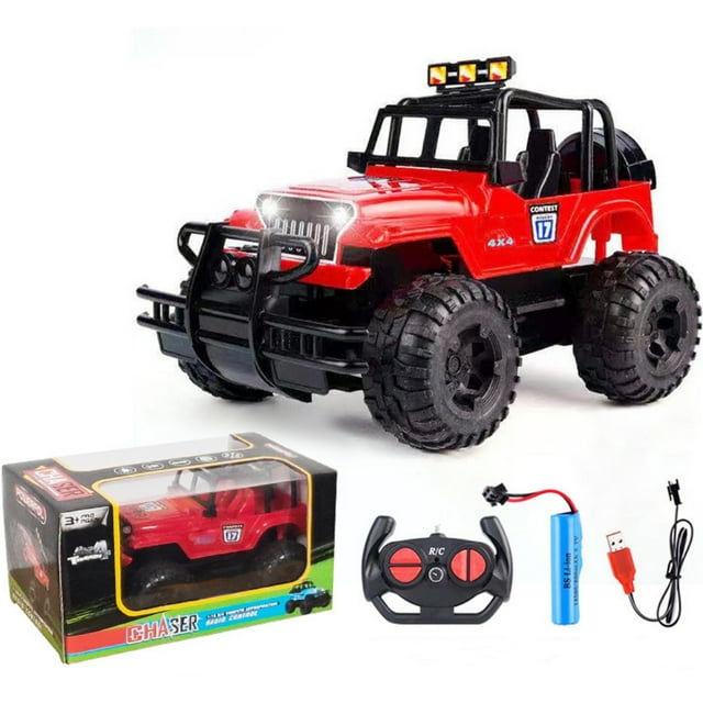 RC Stunt Cars for Kids, All Terrain off-Road Remote Control Truck with LED Lights for Boys Toys Age 3-12, RC Toy Race Car Gifts, Red