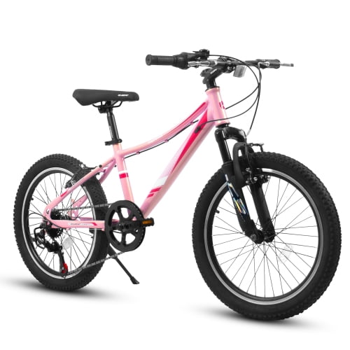 Raistyw 20 inch Mountain Bike Bicycle, Shimano 21 Speed Front Suspension Bicycle with V-Brake, Carbon Steel Bike for Outdoor, Pink