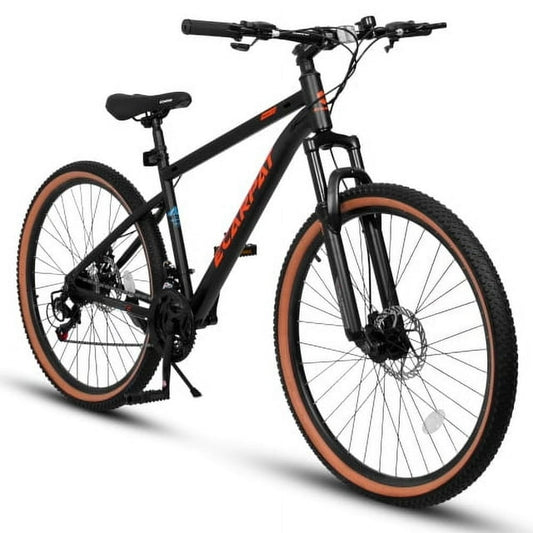Raistyw 27.5 inch Mountain Bike, 21-Speed Mens City Mountain Bike, High Carbon Steel Frame Disc Brakes Bicycles, Black and Red