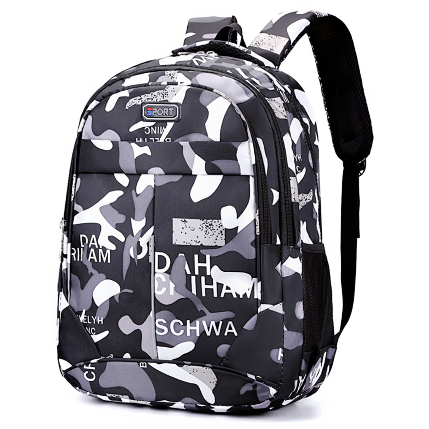 Tyethy School Backpacks for Boys, 15.6 inch College Bookbag Girls Camouflage School Bags for Kids, Black