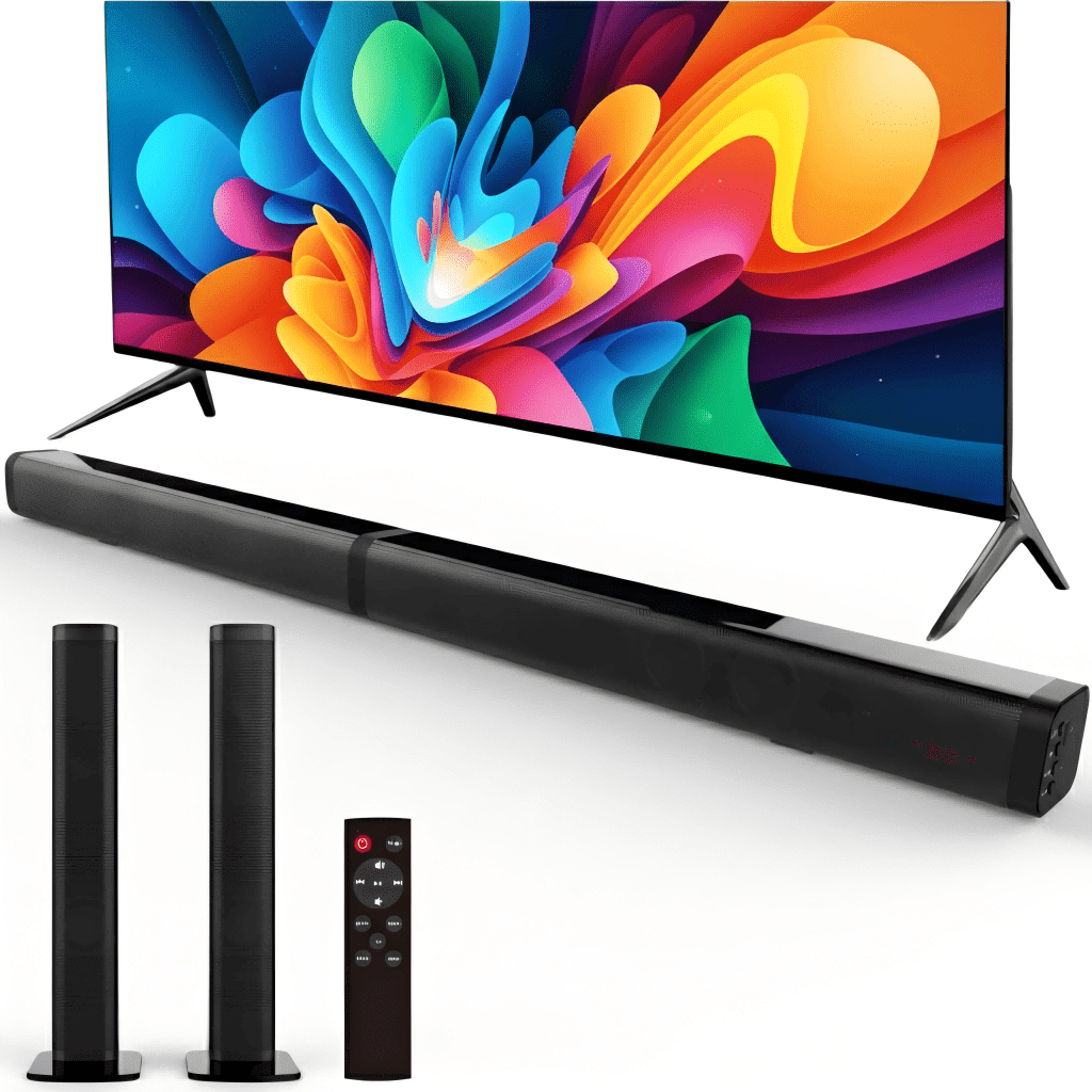 Tyethy Sound Bar for TV 120W Wireless Bluetooth 5.0 Soundbars 3D Surround Sound System Home Theater Speaker Split Soundbar
